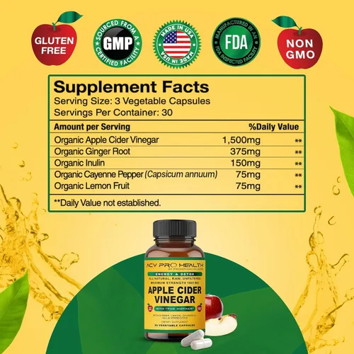 Miniatura 6 de Promethean Wellness ACV Pro - Cápsulas de vinagre de sidra de manzana, 2 unidades (180 unidades) certificadas orgánicas con píldoras ACV madre ACV