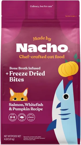 Miniatura 14 de Made by Nacho Dry Cat Kibble - Bolsa de 2 libras, comida prémium para gatos alta en proteínas y apta para granos, salmón y calabaza capturados