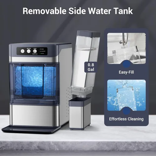 Miniatura 5 de Nugget - Máquina de hielo para encimera, 44 libras/24 horas con tanque de 0.8 galones, máquina de hielo de pellets autolimpiante lista en 5-10