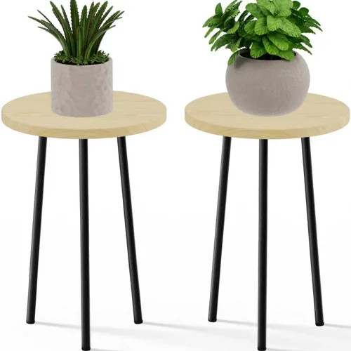 Miniatura 11 de Soporte alto para plantas de interior: soporte de esquina de madera para plantas, paquete de 2 unidades, decoración moderna de mediados de siglo