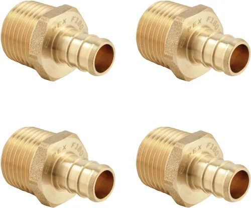 4 piezas EFIELD Barb Crimp Pex 1/2 pulgada x 1/2 pulgada macho NPT adaptador de latón accesorios de latón (PEX1807017-4PCS)