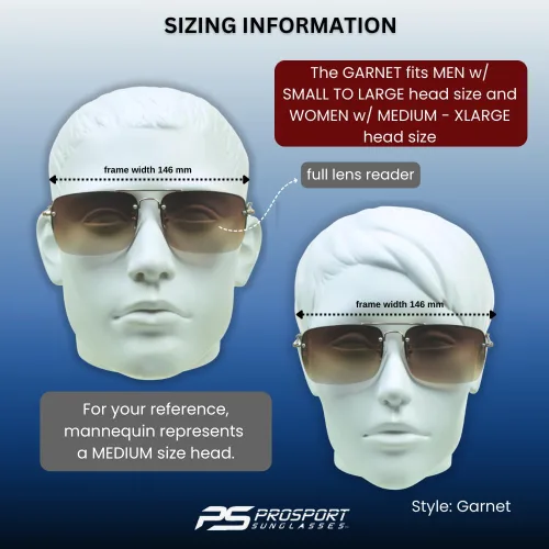Miniatura 3 de proSPORT Gafas de sol Lectores Lente Completo Cuadrado Aviador Sin Montura Metal Plata Oro Gradiente Gris Marrón Tinte Hombres Mujeres NO BIFOCAL