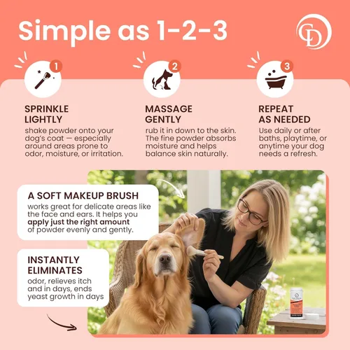 Miniatura 5 de COAT DEFENSE Polvo preventivo diario Fabricado en Estados Unidos Champú para perros sin agua con punta de precisión de 9 onzas y desodorante