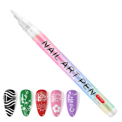 Miniatura 26 de 1 unidad de lápices blancos para arte de uñas, Kalolary 0.5mm marcadores de arte de uñas, punto de grafiti, lápiz de puntos, pincel de dibujo