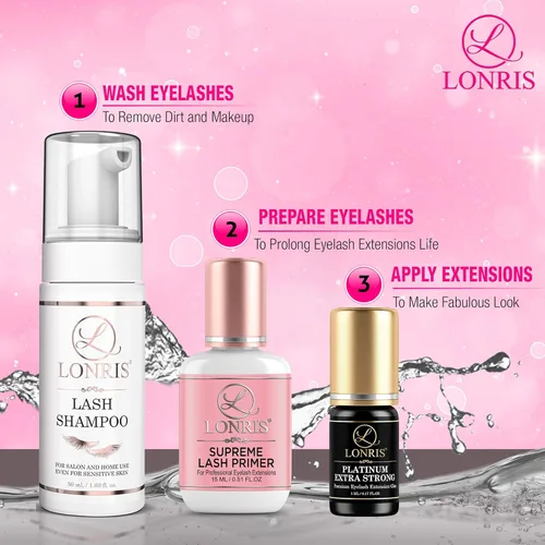 Miniatura 4 de 8-9 semanas de retención/pegamento de extensión de pestañas de volumen/Platinum Extra Strong LONRIS Lash / 0.5-1 segundo tiempo de secado/unión