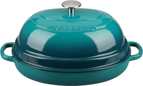 Miniatura 6 de EDGING CASTING Olla ovalada esmaltada de hierro fundido holandés con tapa, horno holandés de pan para hornear pan de masa madre, pan holandés, horno