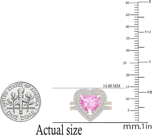 Miniatura 21 de Dazzlingrock Collection Juego de anillos de compromiso de doble halo con diamantes naturales redondos y piedras preciosas creadas en laboratorio