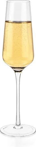 Miniatura 3 de Copas de copa de cristal de champán, juego de 4 copas de vino modernas y elegantes, sopladas a mano - Buenas para bodas, aniversarios, Navidad - 12