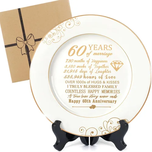 Miniatura 8 de Urllinz Regalos de Boda del 40º Aniversario para Esposa - Plato de 40 Años de Aniversario con Lámina de Oro de 24k, Decoraciones Alegres