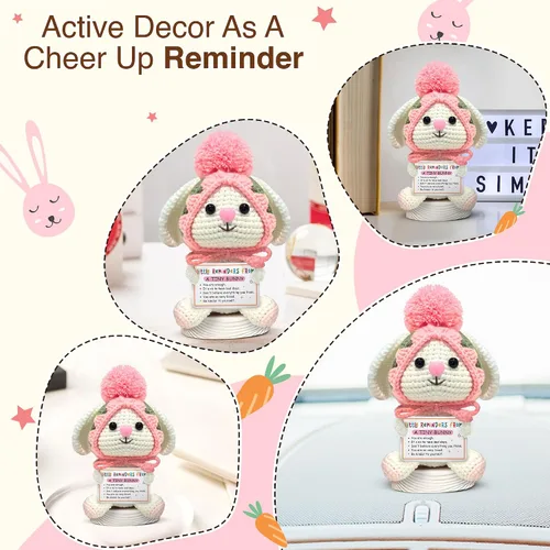 Miniatura 5 de Gossby Regalo inspirador para mujeres, ganchillo positivo de conejito, Navidad, cumpleaños, regalo de energía positiva, mamá, compañera de trabajo