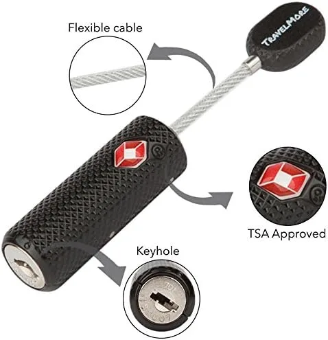 Miniatura 2 de Paquete de 2 cerraduras de equipaje aprobadas por la TSA con llaves para viajes, mini candado flexible y ultra seguro y material de aleación de zinc