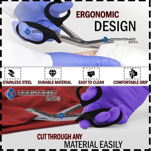 Miniatura 5 de Utilidad odontomed2011 ® 100 Pcs de paramédico vendaje de primeros auxilios Acero Inoxidable Trauma EMT EMS Tijeras Tijeras 7.25" Negro ODM