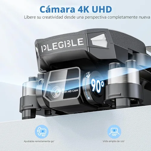Miniatura 2 de Drones con cámara para adultos 4K, dron con motor sin escobillas para niños principiantes, cuadricóptero RC plegable FPV con 3 baterías, 45 minutos