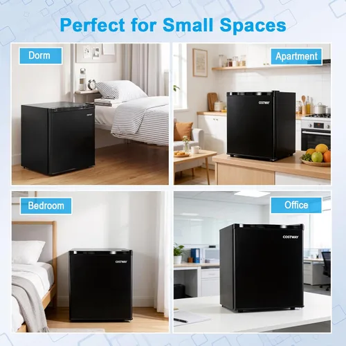 Miniatura 9 de COSTWAY 1.7 Cu.Ft Mini Fridge, Compact Refrigerator w/Chiller Compartment, Adjustable Thermostat, Reversible Single Door & Low Noise, Small