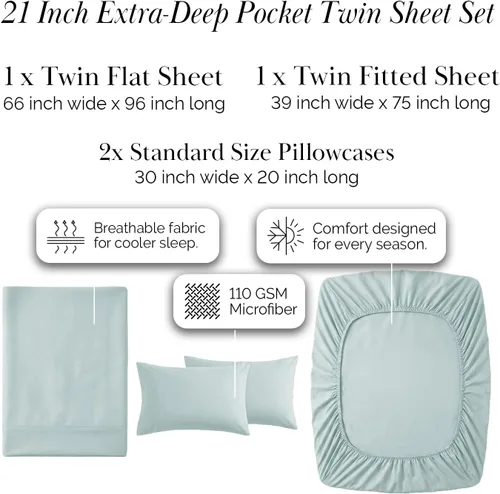 Miniatura 85 de Southshore Fine Living, Inc. Juego de 7 piezas de sábanas King divididas para cama ajustable, juego de sábanas King divididas con bolsillo de 21