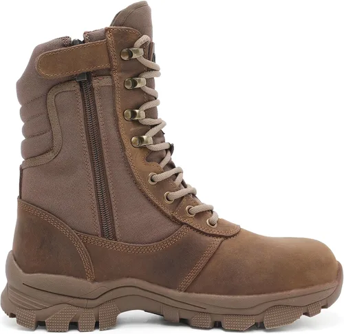 Miniatura 8 de DahWe Botas tácticas para hombre de 8 pulgadas con puntera de acero y cremallera lateral, ligeras y cómodas para combate militar, senderismo