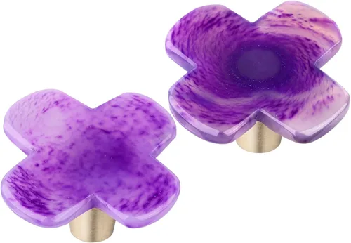 Rockcloud Cajón de perilla de ágata con tornillos, mango de ágata morada en forma de cruz para armario, armario, accesorios para decoración de