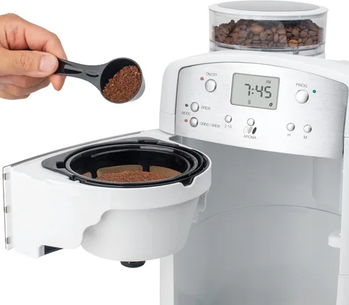 Miniatura 3 de Capresso CoffeeTEAM GS - Cafetera de 10 tazas con molinillo de rebabas cónicas, jarra de vidrio 464.02, color blanco