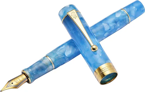 Miniatura 18 de Jinhao 100 - Pluma estilográfica de estilo clásico en celuloide, instrumento de escritura suave con punta #6, juego de pluma con convertidor