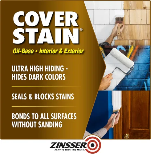 Miniatura 2 de Zinsser 03504 sellador para imprimación, de aceite, para cubrir manchas, para uso en interiores y exteriores, de 1 cuarto de galón, blanco