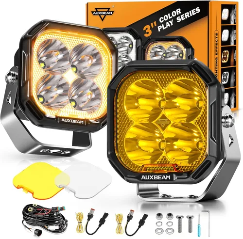 Miniatura 12 de Auxbeam Pods LED de 5 Pulgadas, Serie XP-Ultra Luz de Conducción Todoterreno 110W Super Foco Barra de Luz Cubo con Cubierta Ámbar, Luces Antiniebla