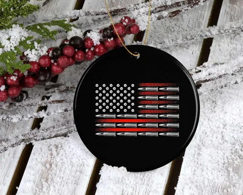 Miniatura 2 de American Flag Bullets Guns USA Segunda 2ª Enmienda – Adorno de Navidad – Adorno navideño – Adorno navideño impreso en ambos lados