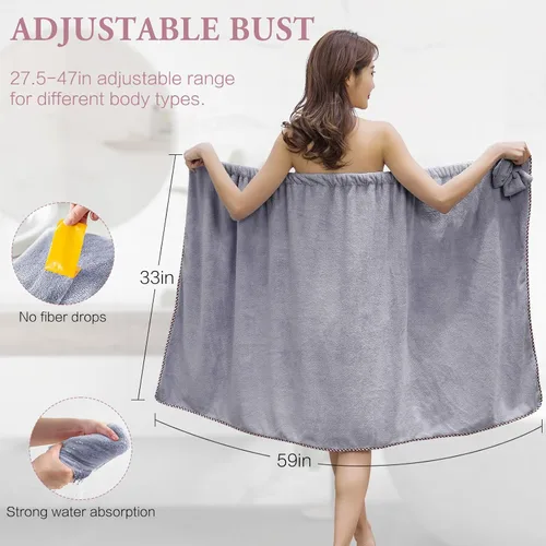 Miniatura 2 de Toalla de Baño para Mujeres - Toalla de Microfibra de Lujo Ajustable para el Cabello, Toallas Suave para la Ducha Después de la Cubierta Corporal