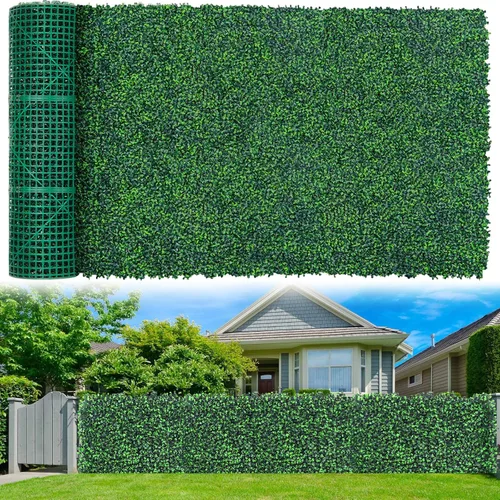 Miniatura 15 de Grooy Paneles de rollo artificiales de madera de boj, 40" x 120" (33.33 pies cuadrados) Pantalla de valla de privacidad con hojas de hiedra