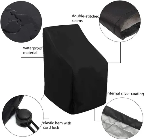 Miniatura 3 de Fundas apilables para sillas de patio, impermeables, 420D, para exteriores, respaldo alto, para sillas de comedor, protectores de muebles de patio