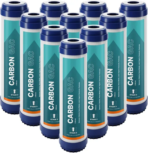 Miniatura 14 de NU Aqua Cartucho de filtro de carbón activado granular de ósmosis inversa – 10 pulgadas 1 micrón universal GAC RO – 1 paquete de filtros premium