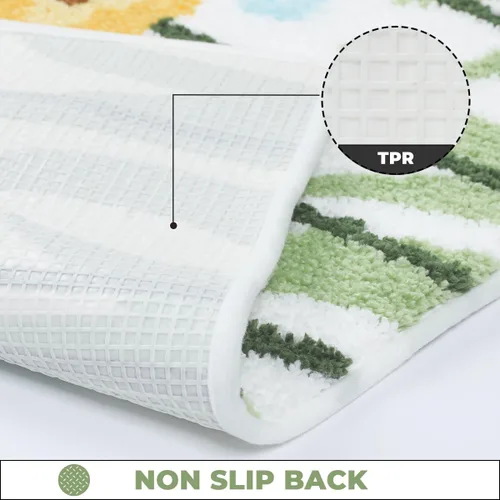 Miniatura 5 de Tapete de baño floral súper absorbente, antideslizante, lavable a máquina, bonito tapete de baño esponjoso para fregadero, dormitorio y sala
