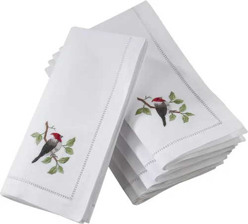 Miniatura 57 de Juego de 6 servilletas bordadas de magnolia hechas a mano con borde cosido