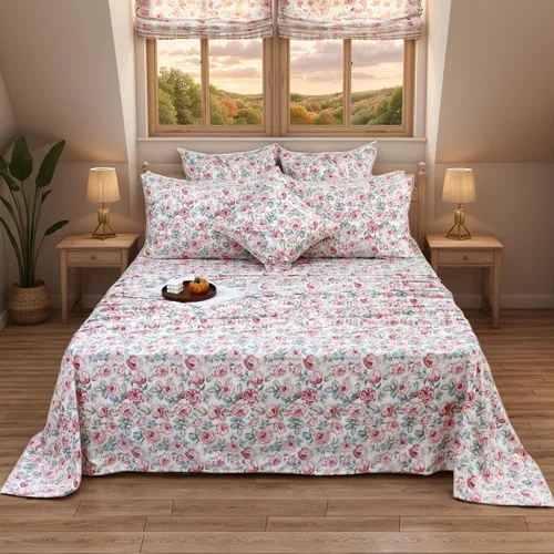 Miniatura 71 de FADFAY Juego de sábanas de rosas blancas, ropa de cama vintage floral de rosas, ropa de cama estilo rústico, 100% algodón egipcio percal, 800 hilos