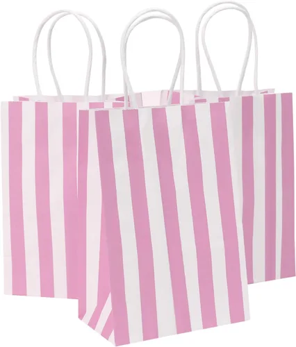 Miniatura 11 de 50 bolsas pequeñas de regalo de papel de estraza de 5.25 x 3.75 x 8 pulgadas para recuerdos de fiesta, día de San Valentín, cumpleaños, boda, Acción