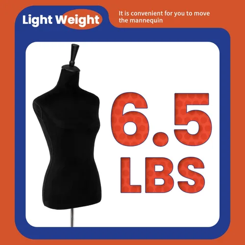 Miniatura 4 de Torso de Maniquí Forma de Vestido Altura Ajustable Maniquí Femenino Modelo de Exhibición Cuerpo de Torso Soporte Trípode Formas de Ropa