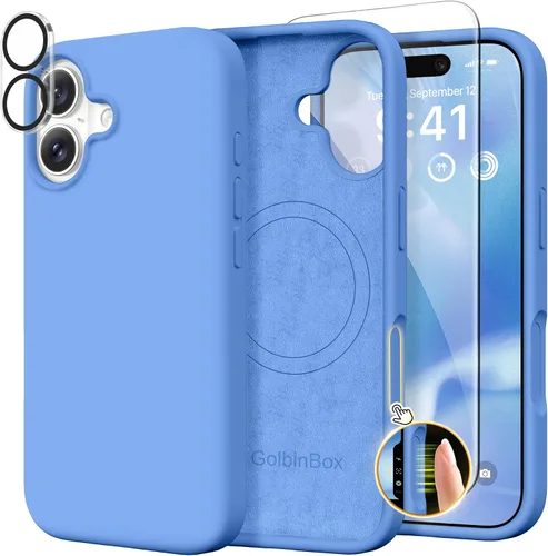 Miniatura 48 de GolbinBox Funda magnética para iPhone 17, compatible con MagSafe, cubierta de silicona integrada para control de cámara, funda de silicona líquida a