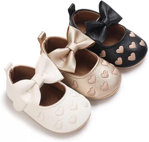 Miniatura 6 de BEBARFER Zapatos Mary Jane para bebés y niñas, planos con nudo de lazo, suela antideslizante para niños pequeños