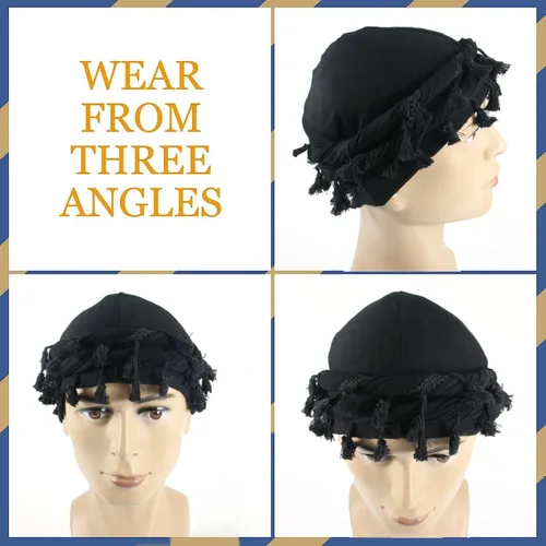 Miniatura 3 de Gturytr Turbante para hombre, turbante vintage con forro de satén Durag, turbante de halo para mujer, turbante modal y satén