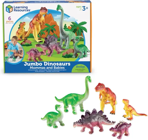 Learning Resources Dinosaurios gigantes, mamás y bebés, juguetes de dinosaurios para niños, figuras de dinosaurios grandes, figuras para niños,