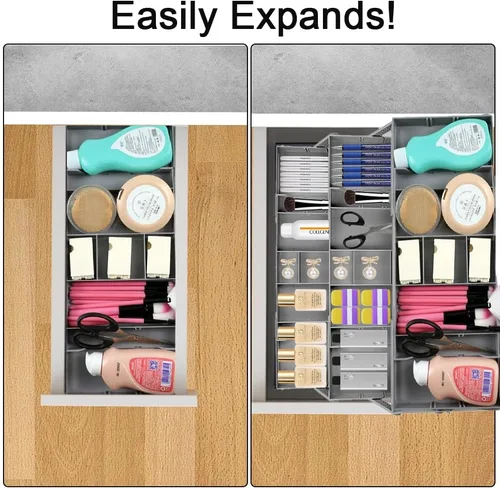 Miniatura 3 de Organizador de cajones de 3 niveles plegable, organizador de cajones de varios niveles, organizador de cajones de basura para oficina, maquillaje