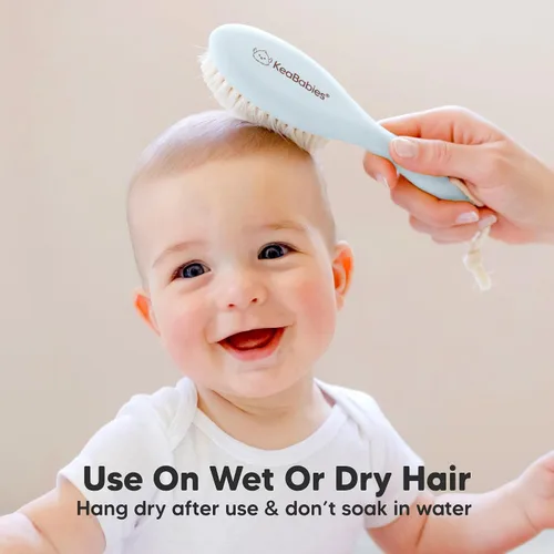 Miniatura 6 de Cepillo de madera para el pelo del bebé para niñas y niños, cepillo de cuna para bebés, cerdas suaves de cabra, peine perfecto para el cuero Frost