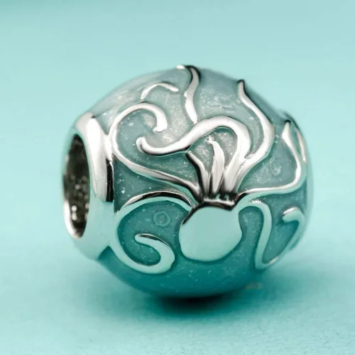 Miniatura 2 de SOUKISS - Abalorio de plata de ley 925, diseño de pulpo oceánico, se adapta a pulsera europea