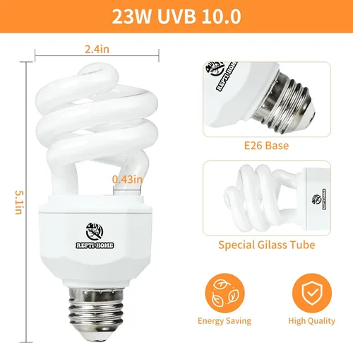 Miniatura 4 de Luz de reptil UVA UVB de 23 W 10.0, terrario del desierto, lámpara fluorescente compacta, bombilla de reptil UVB para dragón barbudo, lagarto