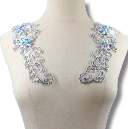 Miniatura 10 de PEARLY JUN Apliques de Pedrería Plateados Parches de Apliques de Diamantes para Vestidos Costura a Mano Proyectos de Manualidades DIY Ropa de Boda