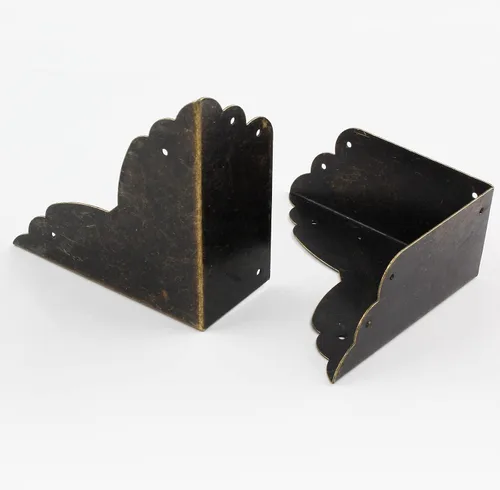 Miniatura 2 de BokWin 4 protectores de esquina de metal para muebles, 2.76 x 2.76 x 1.18 pulgadas, cubiertas de esquina de seguridad de bronce antiguo, protector