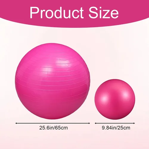 Miniatura 2 de Kifmurase 2 pelotas de yoga, bolas de ejercicio antiestallido de 25 pulgadas de grosor para entrenamiento y estabilidad, equipo de pelota de Rosa