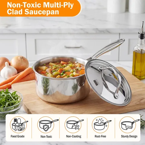 Miniatura 4 de Cocineros Standard Olla con múltiples capas de acero inoxidable (3 qt), Acero inoxidable