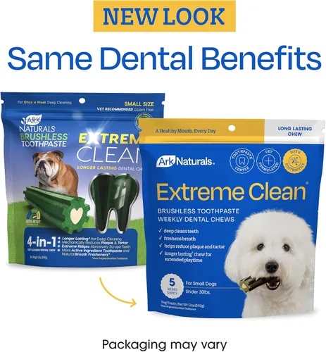 Miniatura 3 de Ark Naturals Extreme Clean Pasta de dientes sin escobillas para razas pequeñas, bolsa de 12 onzas, masticable dental para perros de larga duración
