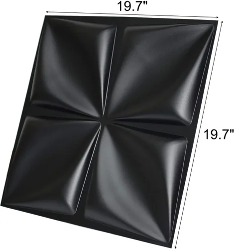 Miniatura 3 de Art3d Panel de pared 3D negro mate PVC, diseño de flor cubre hasta 32 pies cuadrados , para decoración de paredes interiores, sala de estar