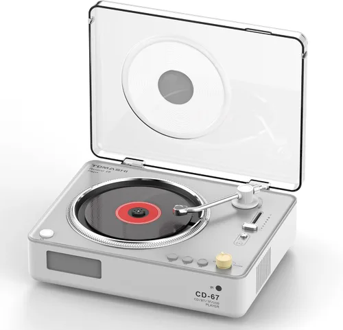 Miniatura 8 de Reproductor de CD portátil Boombox con Bluetooth, altavoces de 40mm, pantalla LCD, puerto USB, ranura para tarjeta SD Verde
